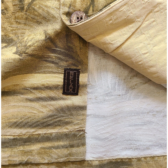 Tommy Bahama Men's Silk Palms Hawaiian Shirt Size M Golden Green Tropical Summer - Picture 6 of 12